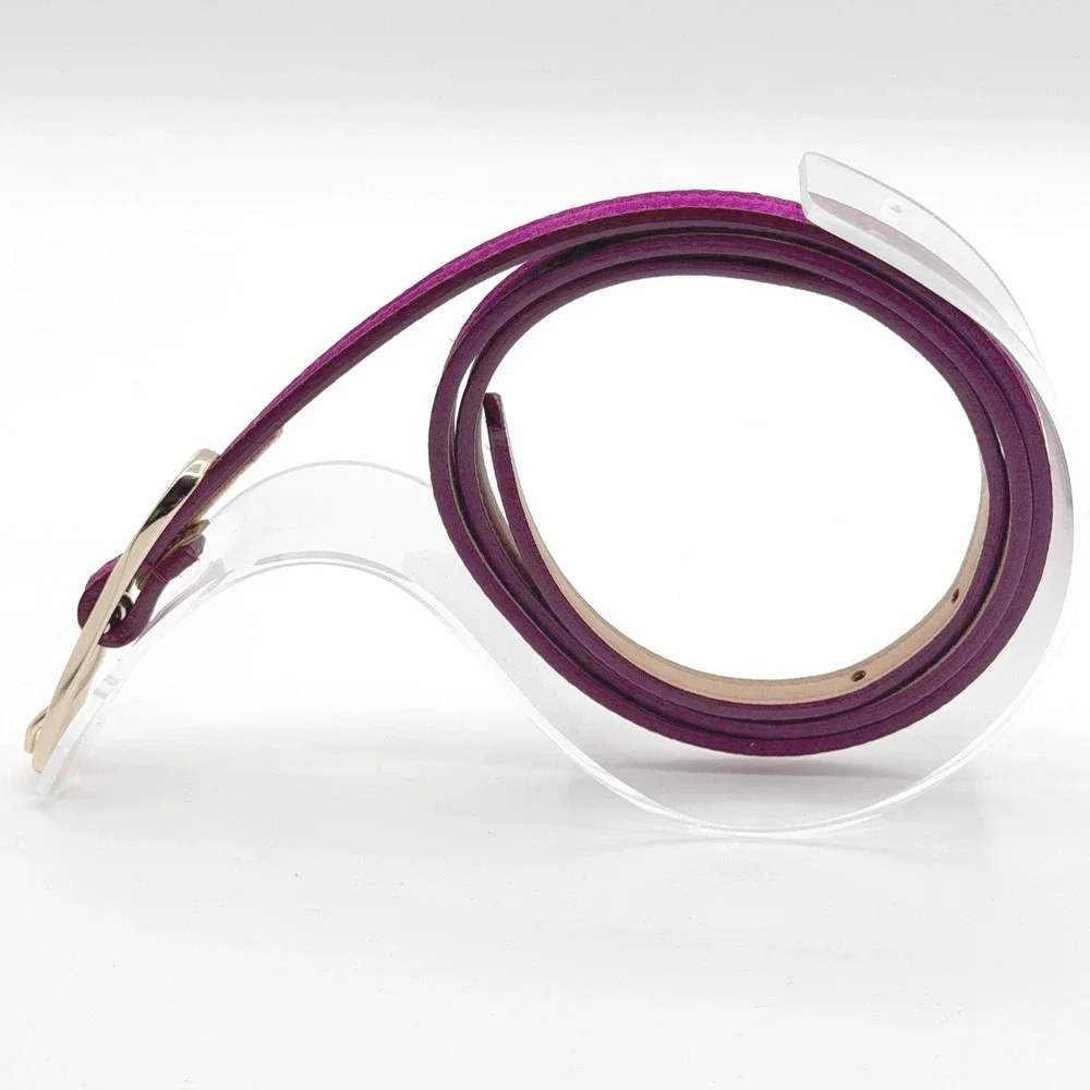 Ann‎ Taylor Womens Skinny Satin Belt Magenta Plum Purple Gold Buckle Small Retro